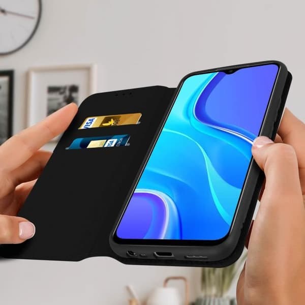 Fodral - Xiaomi - Redmi 9 - Eco-läder - Magnetisk flik - Stativfunktion