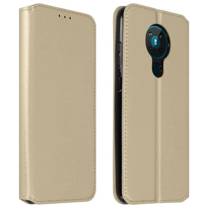 Nokia 5.3 korthållare Smal och elegant stativ Funktionsfodral Gult guld