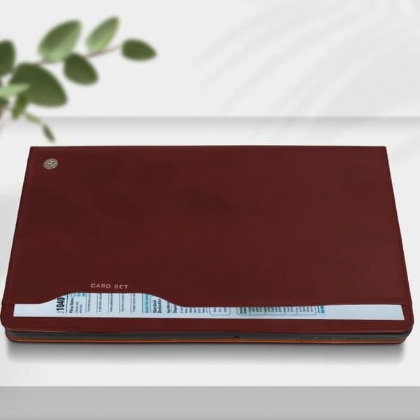 Fodral till Samsung Tab S7 FE - AVIZAR - Lagringsdokument Korthållare Video Support - Burgundy