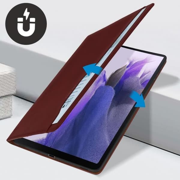 Fodral till Samsung Tab S7 FE - AVIZAR - Lagringsdokument Korthållare Video Support - Burgundy