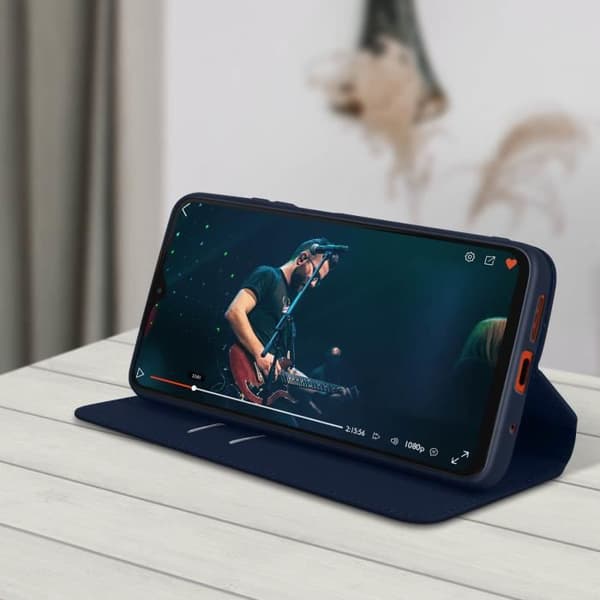 Hölster - Xiaomi - Redmi 9T - Fickfodral med folio - Mörkblå - Stödfunktion