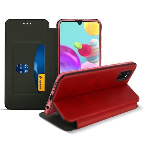 Fodral - AVIZAR - Samsung Galaxy A41 - Ekoskinn Texturerat - Röd - Videostöd