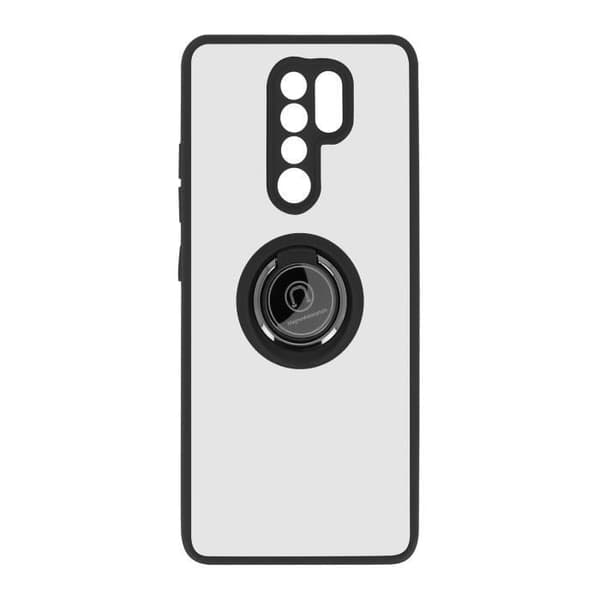 Xiaomi Redmi 9 Bi-material Fodral Metallring Stödfunktion Svart Svart
