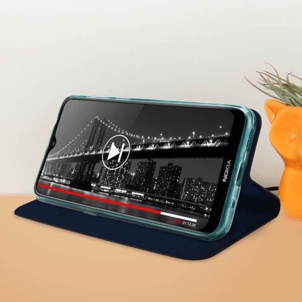 Étui Folio - DUX DUCIS - Nokia 2.3 - Eco-läder - Videostöd - Kortfack - Mörkblå