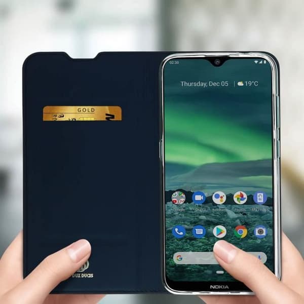 Étui Folio - DUX DUCIS - Nokia 2.3 - Eco-läder - Videostöd - Kortfack - Mörkblå