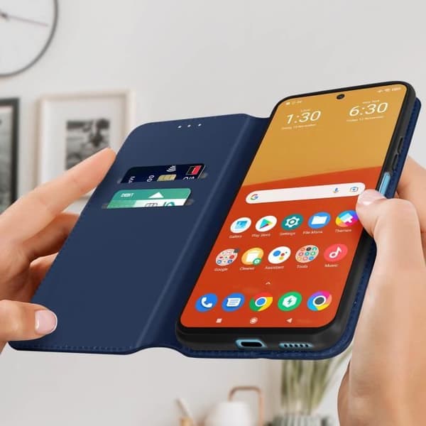 AVIZAR plånboksfodral för Xiaomi Poco M4 Pro 4G - Midnattsblå - Videosupportfunktion