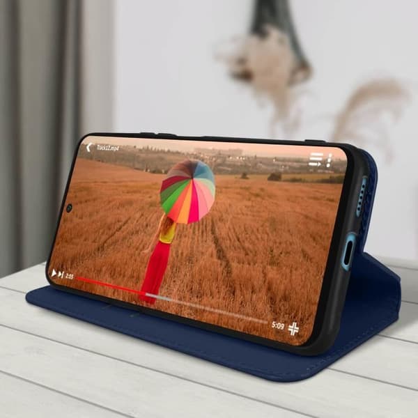 AVIZAR plånboksfodral för Xiaomi Poco M4 Pro 4G - Midnattsblå - Videosupportfunktion