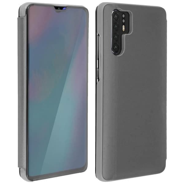 Huawei P30 Pro Spegelfodral Genomskinligt Flip Videoställ Silvergrå
