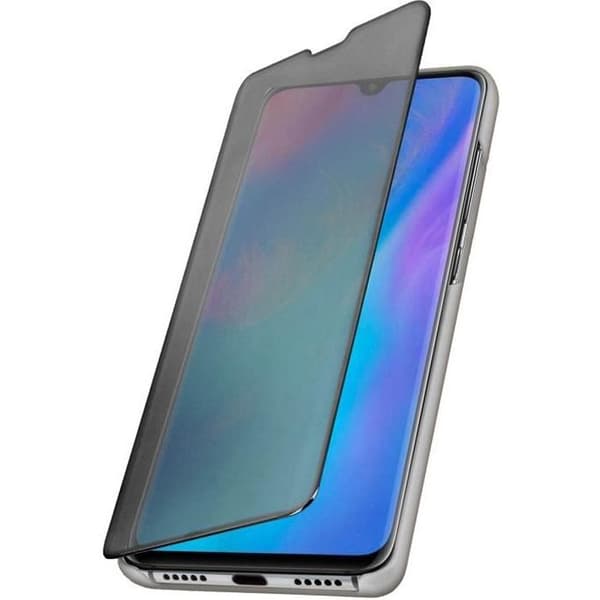 Huawei P30 Pro Spegelfodral Genomskinligt Flip Videoställ Silvergrå