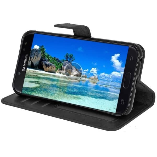 Hus - AVIZAR - Galaxy J3 2017 - Fodral Folio Plånbok - Svart - Videostöd