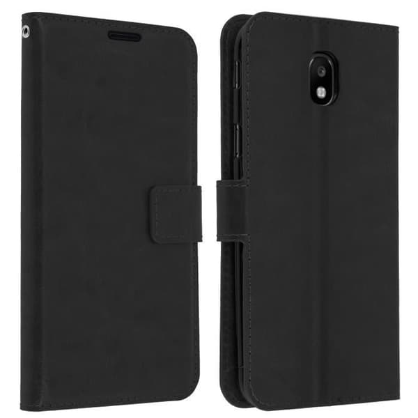Hus - AVIZAR - Galaxy J3 2017 - Fodral Folio Plånbok - Svart - Videostöd