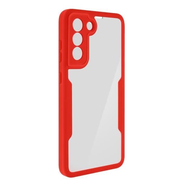 Samsung Galaxy S21 fodral - AVIZAR - Plexiglas bak, Polymer fram, Stötsäker - Röd kontur