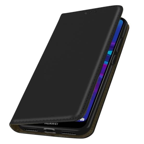 Fodral - AVIZAR - Huawei Y6 2019/Y6S och Honor 8A/8A 2020 - Ekoskinn - Svart - Inbyggd ställning