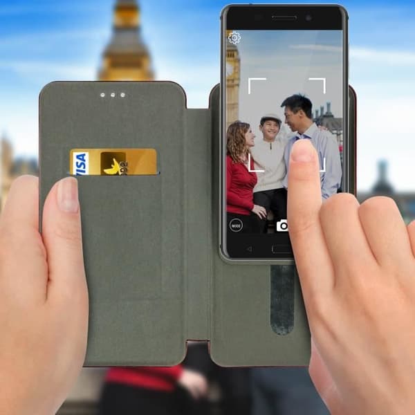 Smartphonefodral - AVIZAR - Universell - 5,4 till 6'' - Magnetisk - Kortfack - Bordeaux