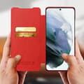 Miniatyrbild 3 av 4: Skal Galaxy S21 Ultra Folio Fodral Korthållare Äkta Läder Qin Nillkin röd Röd