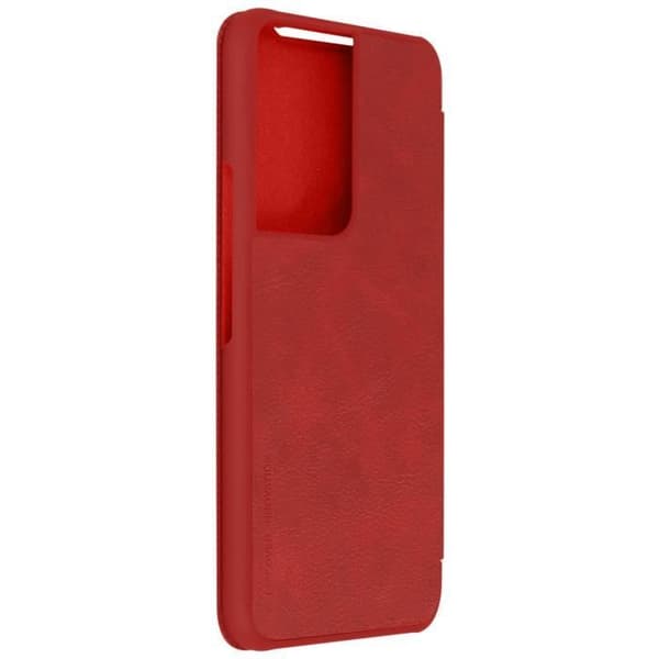 Skal Galaxy S21 Ultra Folio Fodral Korthållare Äkta Läder Qin Nillkin röd Röd