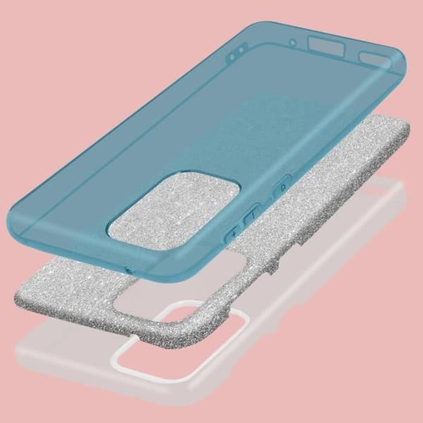 Samsung Galaxy A33 5G Glitter Leaf Halvstyvt avtagbart fodral blå
