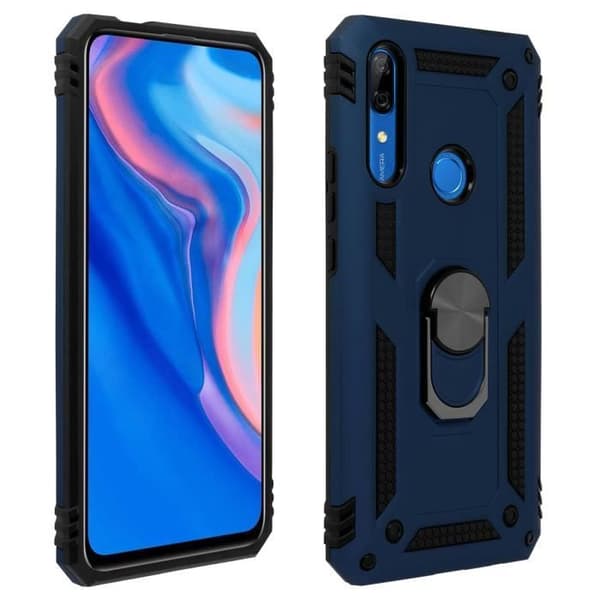Coque - AVIZAR - Huawei P Smart / Y9 Prime 2019 - Bi-material - Videostöd-ring - Mörkblå