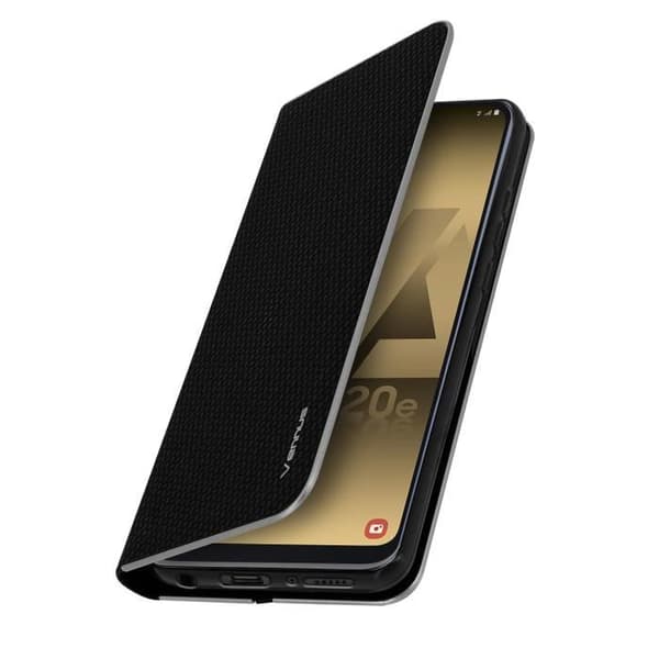 Skal för Samsung Galaxy A20e Fodral Korthållare Videostöd Carbon Effect Svart