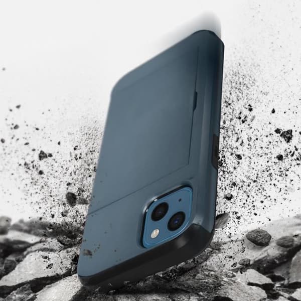 iPhone 13 Mini-fodral - AVIZAR - Skydda - Stötabsorberande - Utdragbar kortfack - Mörkblå