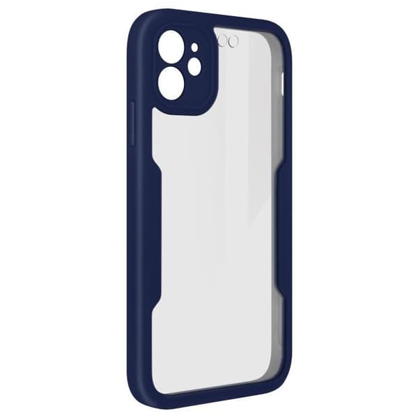 Heltäckande fodral - AVIZAR - iPhone 12 - Plexiglas-baksida - Förstärkta hörn - Mörkblå