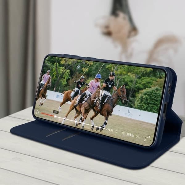 Folio Plånbok - AVIZAR - Samsung Galaxy S21 Ultra - Ekologisk läder - Nattblå - Stödfunktion