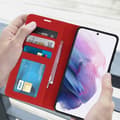 Miniatyrbild 4 av 4: Fodral för Samsung Galaxy S21 Soft-touch Flip Wallet Video Support Röd