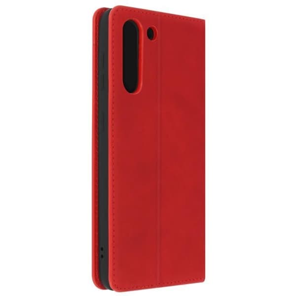 Fodral för Samsung Galaxy S21 Soft-touch Flip Wallet Video Support Röd