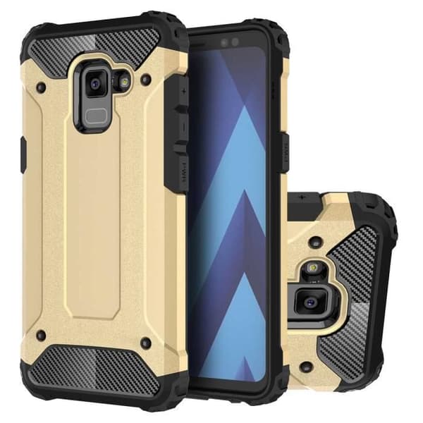 GrandCase [Armored Series] Robust skyddande silikon och plast stötsäkert fodral för Samsung Galaxy A8 2018 (guld)