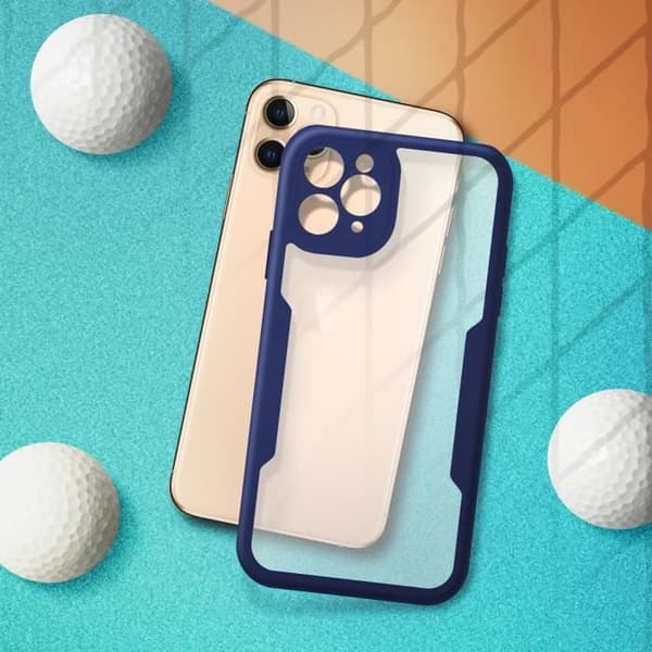 Coque iPhone 11 Pro Max - AVIZAR - Stötsäker - Plexiglas - Mörkblå kant - Styv