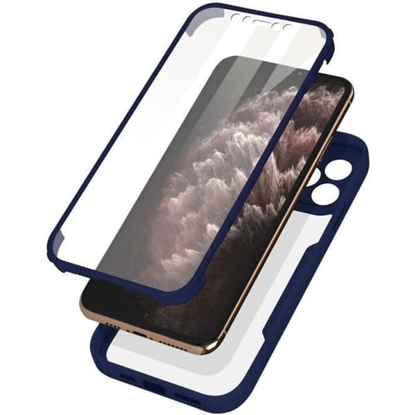 Coque iPhone 11 Pro Max - AVIZAR - Stötsäker - Plexiglas - Mörkblå kant - Styv