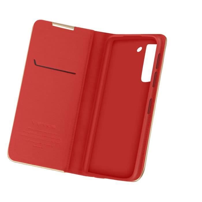 Samsung Galaxy S21 FE Soft touch skal Korthållare Videostöd röd Röd