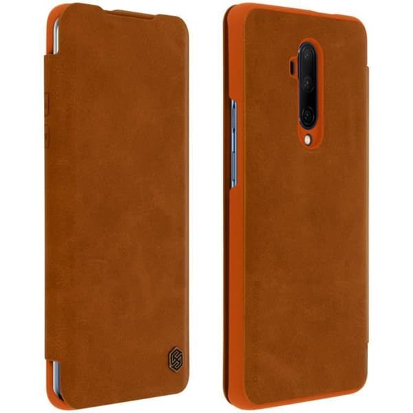 Cover Oneplus 7T Pro Folio Fodral Korthållare Äkta Läder Qin Nillkin brun Brun
