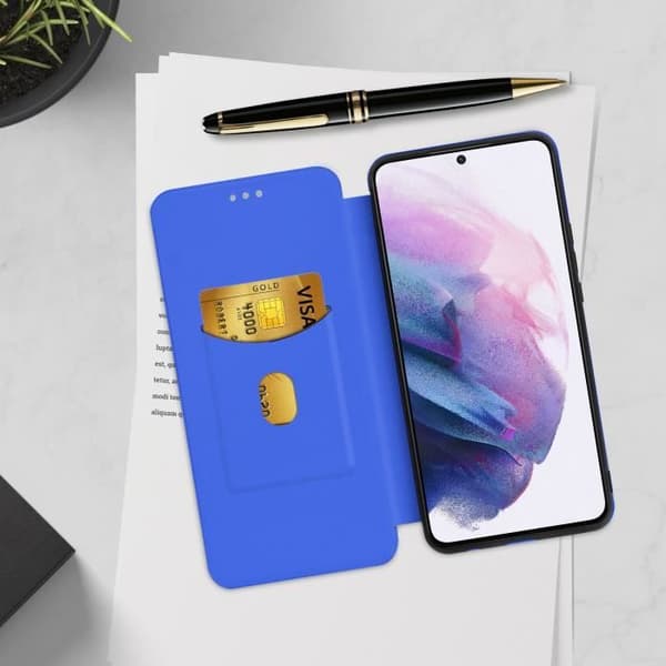 Housse - Galaxy - S21 Plus - Eco-läder med kolfiberlook - Mjuk - Handrem inkluderad
