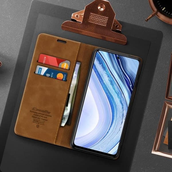 Vintage Fodral - CaseMe - Xiaomi Redmi Note 9S/9 Pro/9 Pro Max - Brunt Läder - Mjuk - Magnetisk