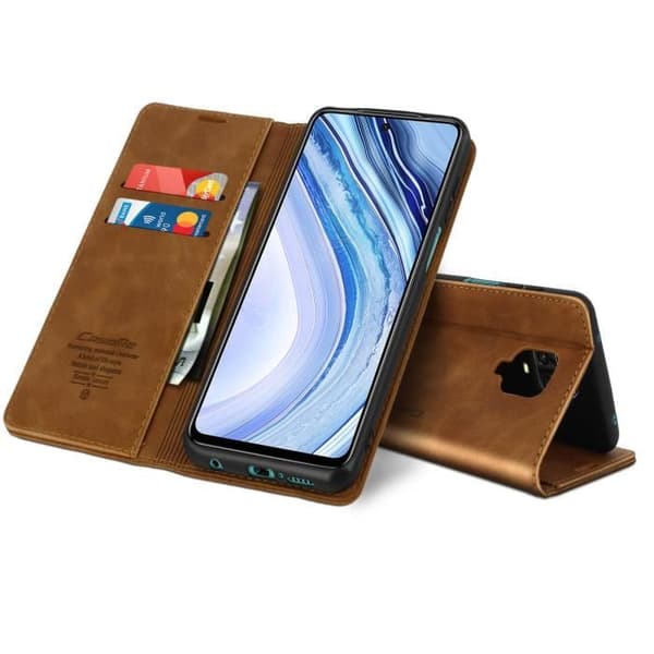Vintage Fodral - CaseMe - Xiaomi Redmi Note 9S/9 Pro/9 Pro Max - Brunt Läder - Mjuk - Magnetisk