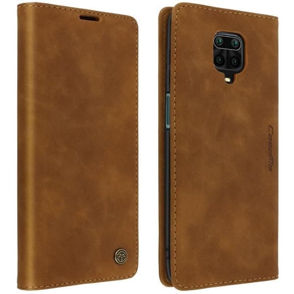 Vintage Fodral - CaseMe - Xiaomi Redmi Note 9S/9 Pro/9 Pro Max - Brunt Läder - Mjuk - Magnetisk