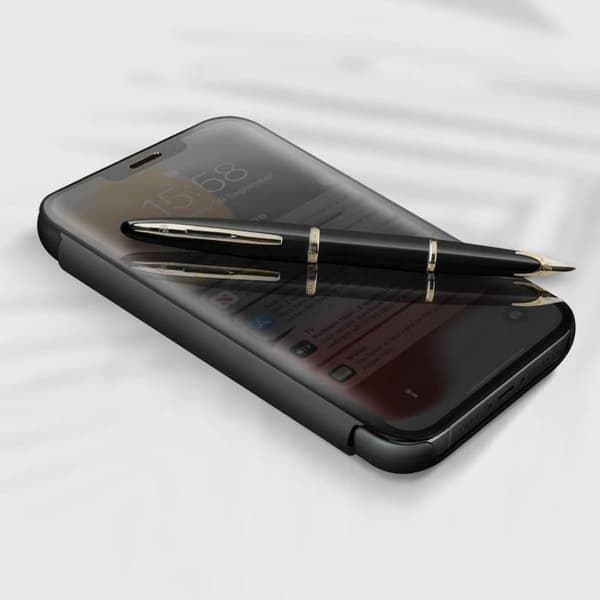 Housse iPhone 13 Pro Max - AVIZAR - Genomskinlig Flip - Spegel Design - Videostöd - Svart