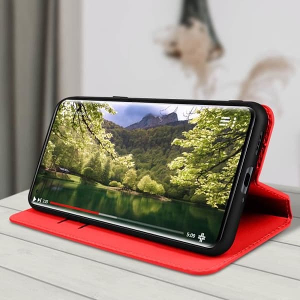 AVIZAR Plånboksfodral till Oppo Find X5 - Röd - Videosupportfunktion