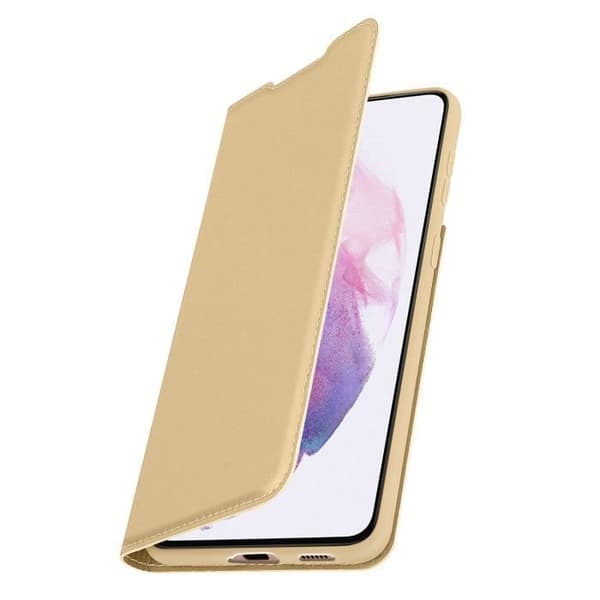 Korthållare - Dux Ducis - Samsung Galaxy S21 Plus - Ekologiskt läder - Videostöd - Guldgult
