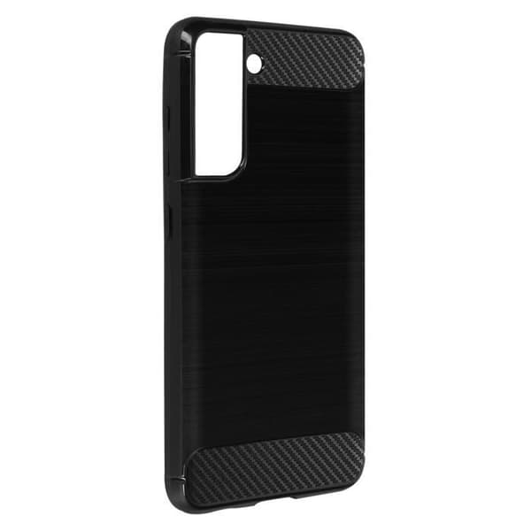 Samsung Galaxy S21 FE Förstärkt mjuk kolborstad effektfodral Svart