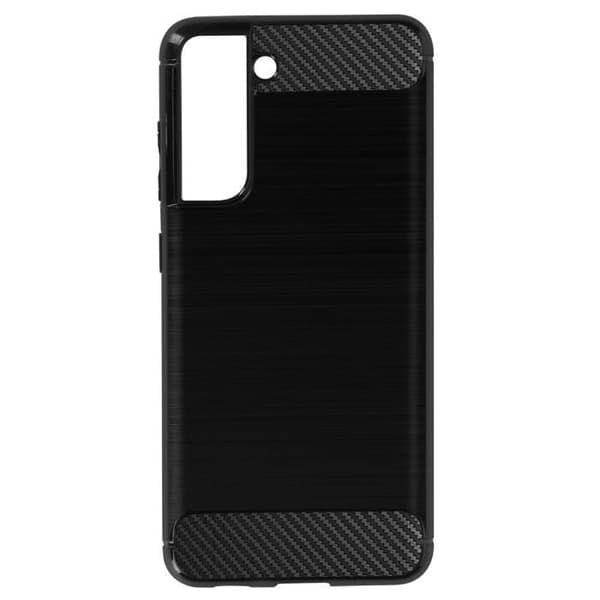 Samsung Galaxy S21 FE Förstärkt mjuk kolborstad effektfodral Svart