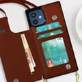 Miniatyrbild 3 av 4: Coque Cordon - Brun - iPhone 12/12 Pro - Multifonction - Lanière Amovible - Porte-cartes Intégré