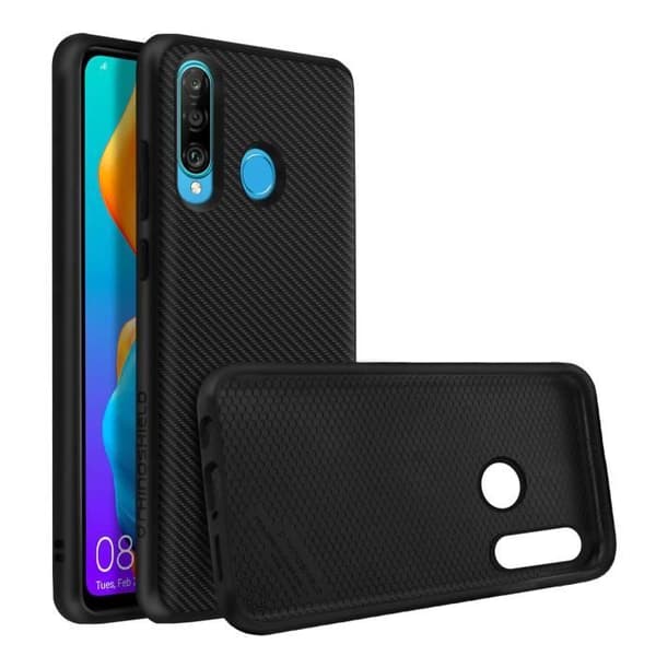 Huawei P30 Lite Fodral Carbon Effect Flexibel Stötsäker SolidSuit Rhinoshield Svart