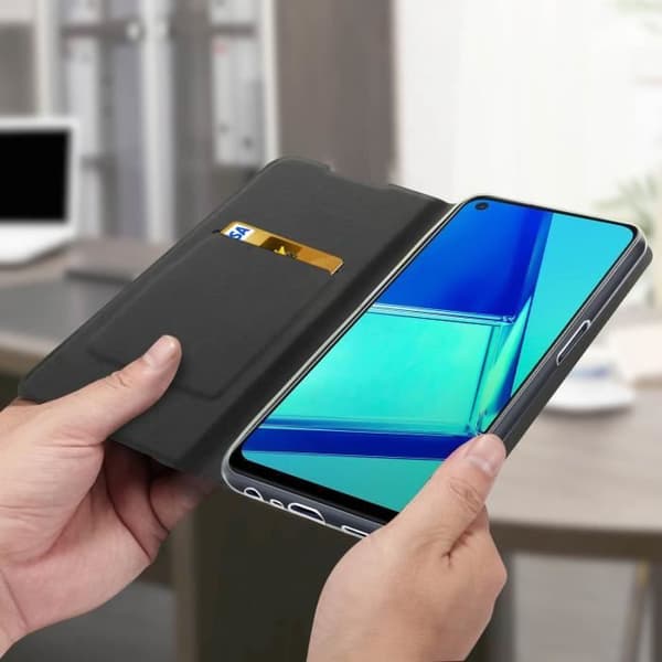 Étui för Oppo A72/A52 - BIGBEN - Kortfodral - Ekoskinn - Svart - Multifunktionellt stativ
