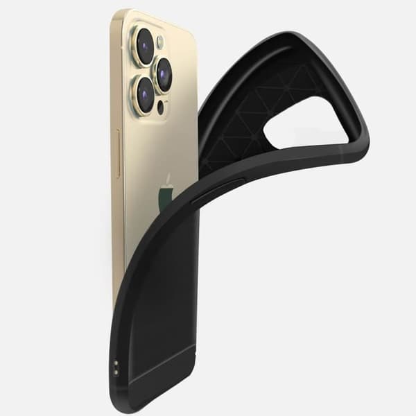iPhone 13 Pro Fodral Mjukt kolförstärkta hörn Borstad effekt Svart