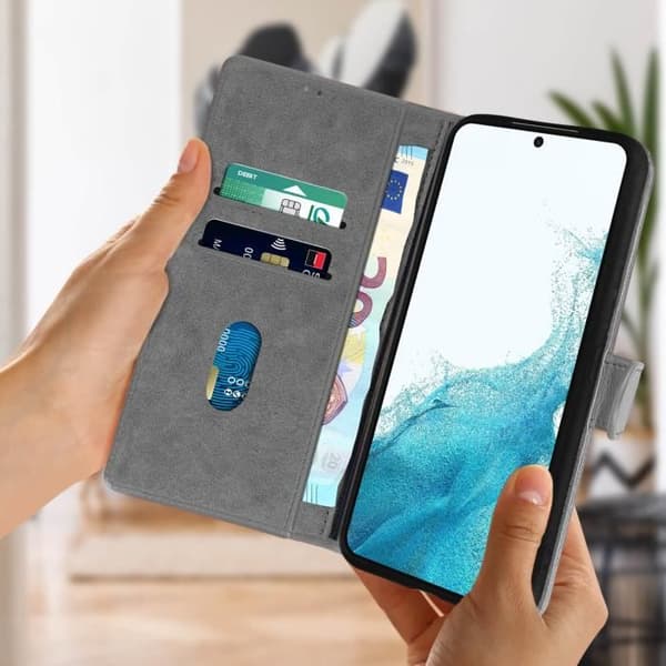 Samsung Galaxy S22 Fodral - AVIZAR - Plånboksfodral - Stativfunktion - Grå