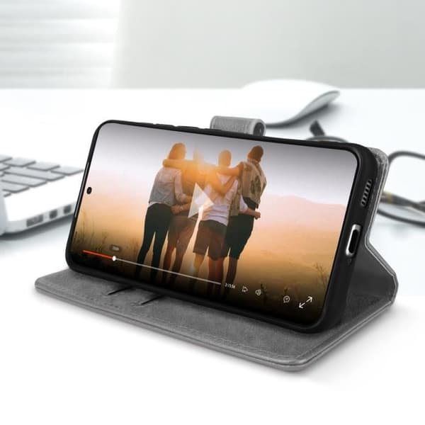 Samsung Galaxy S22 Fodral - AVIZAR - Plånboksfodral - Stativfunktion - Grå