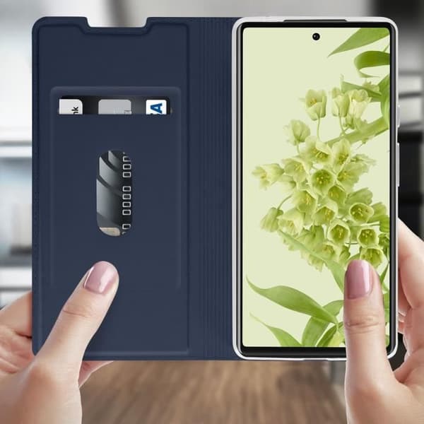 Housse - AVIZAR - Google Pixel 6 - Ekologiskt läder - Stödfunktion - Kortfack - Nattblå