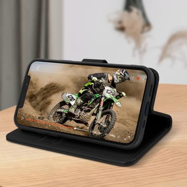 Apple iPhone 12 / 12 Pro Skyddsfodral med korthållare Stativ Funktion Svart Svart